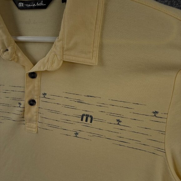 Travis Mathew Golf Polo Shirt Yellow Short Sleeve Beach Palm Tree XL Pima Blend - Picture 11 of 12